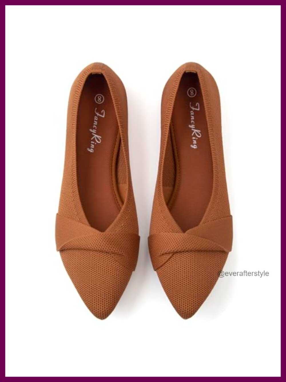 Pointed Toe Knot Breathable Knit Ballet Flats Memory Foam Pull-On